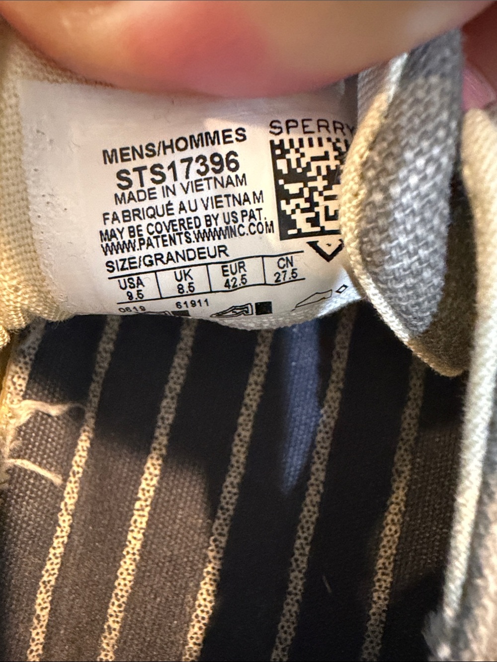 Sperry Men's Gray Canvas Boat Shoes with White Outsole Size 9.5 - Picture 8 of 8